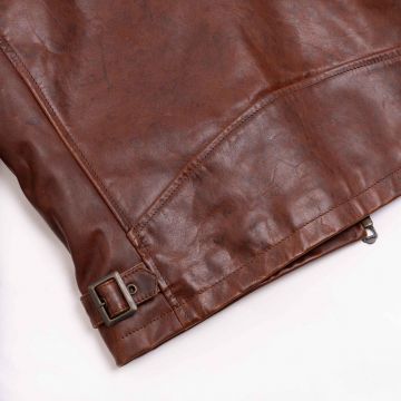 Espresso Whiskey Leather Jacket waist buckle