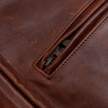 Espresso Whiskey Leather Jacket zipper