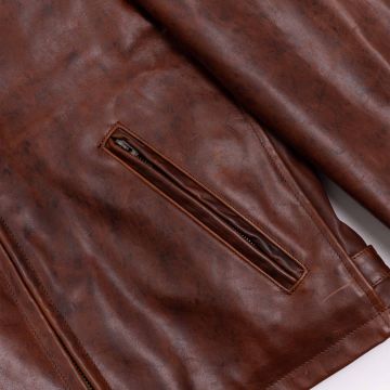 Espresso Whiskey Leather Jacket side pockets