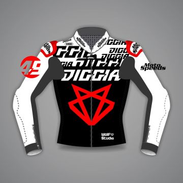 Fabio Di Giannantonio Schwarz Weiß Motorradjacke WT 2023