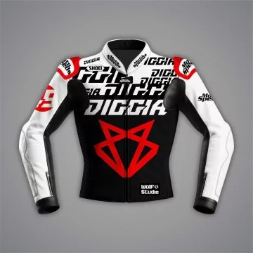 ファビオ・ディ・ジャンナントニオ ブラック ホワイト バイカージャケット WT 2023