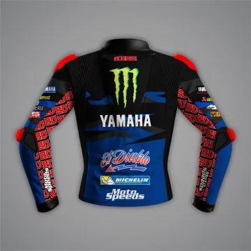 Fabio Quartararo 2024 Yamaha replica leather jacket, back view