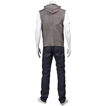 Fashion Leather Vest with Hood