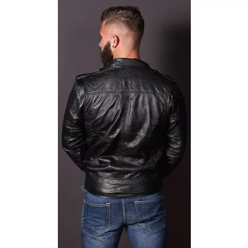 Blouson Cuir Noir Homme