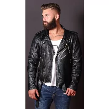 Wrinkle leather jacket for men - Leather biker jacket | Shop
