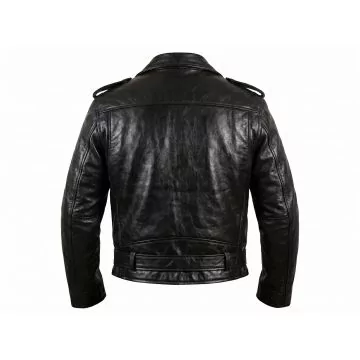 Biker Boyz Black Motorcycle Leather Jacket back view