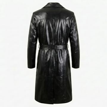 Blade Black Leather Trench Coat back view