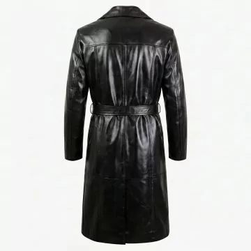 Blade Black Leather Trench Coat back view