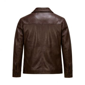 Fight Club Brad Pitt Brown Leather Jacket back view