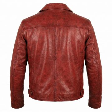 Fight Club Tyler Durden Red Leather Jacket back view