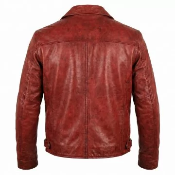 Fight Club Tyler Durden Red Leather Jacket back view