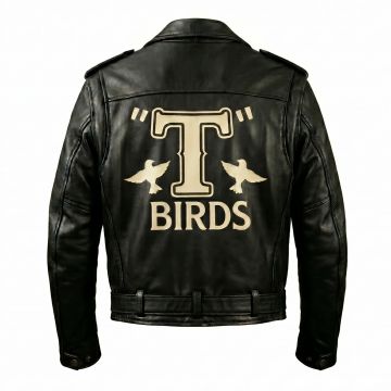 Grease Danny Zuko Black Leather Jacket back view