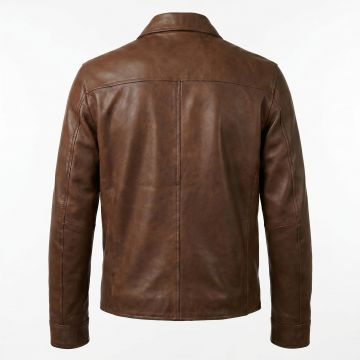 John Wick Brown Leather Jacket back view
