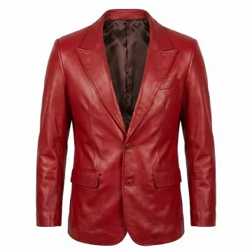 Joker Arthur Fleck Red Suit Style Leather Jacket front view