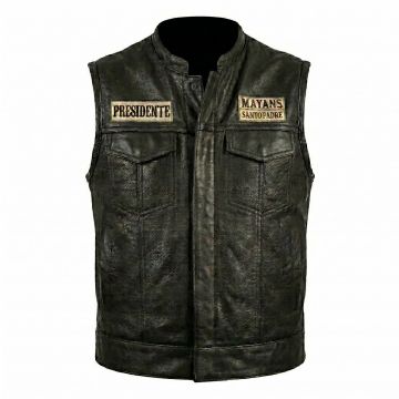 Mayans MC Black Leather Vest