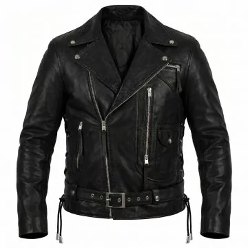 Terminator 2 Black Biker Style Leather Jacket Men