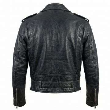 Terminator Arnold Black Leather Jacket back view