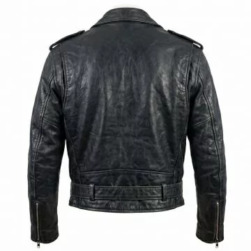 Terminator Arnold Black Leather Jacket back view
