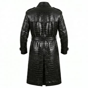 The Matrix Morpheus Black Leather Trench Coat back view