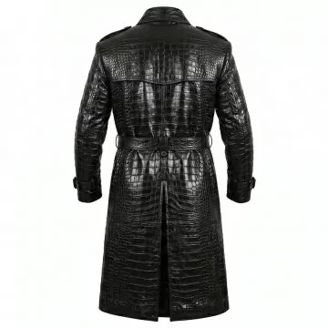 The Matrix Morpheus Black Leather Trench Coat back view