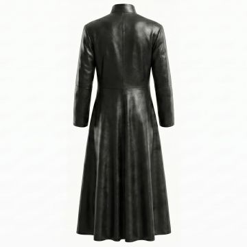 The Matrix Neo Black Leather Coat back view
