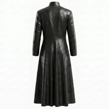 The Matrix Neo Black Leather Coat back view