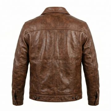 Thor Brown Leather Jacket back view