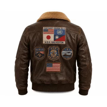 Top Gun Classic Aviator Leather Jacket back view