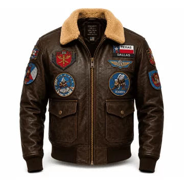 Top Gun Maverick G-1 Brown Leather Bomber Jacket Men