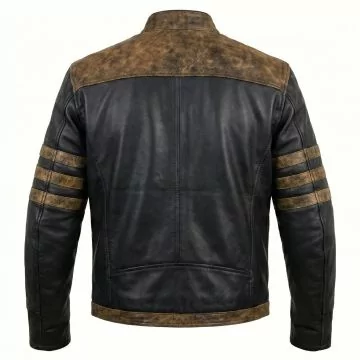 Wolverine X-Men Black Leather Jacket back view