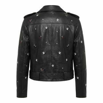 Atomic Blonde Lorraine Black Leather Jacket back view