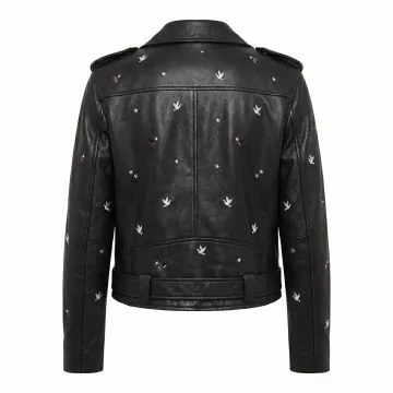 Atomic Blonde Lorraine Black Leather Jacket back view