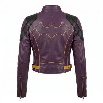 Batgirl Purple Leather Jacket back view