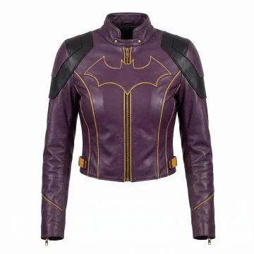 Giacca Batgirl Viola in Pelle Leslie Grace