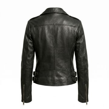 Black Widow Black Leather Jacket back view