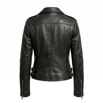 Black Widow Black Leather Jacket back view