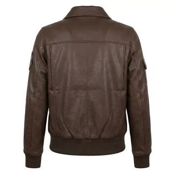 Captain Marvel Brown Leather Jacket back view