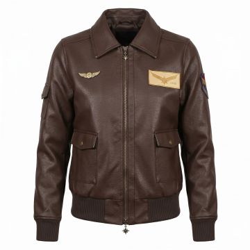 Captain Marvel Brown Leather Jacket