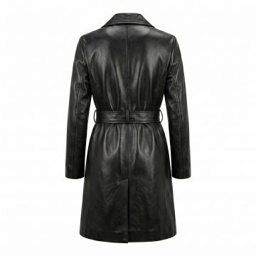Catwoman Black Leather Coat back view