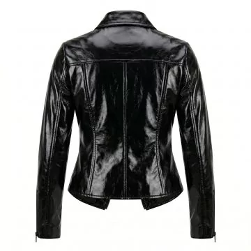 Veste motard Catwoman en cuir de mouton noir inspirée de Halle Berry, vue de dos