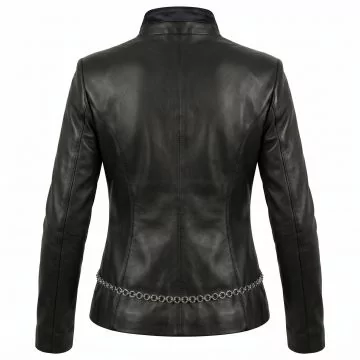 Charlie’s Angels Black Leather Jacket back view