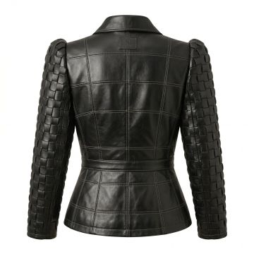 Cruella Black Leather Jacket back view