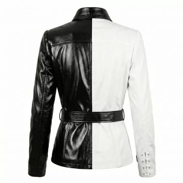 Cruella Black and White Leather Jacket back view
