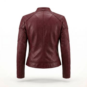 Elektra Red Leather Jacket back view