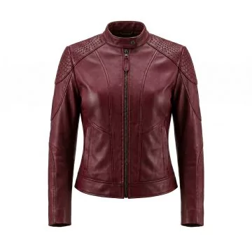 Elektra Red Leather Jacket front view