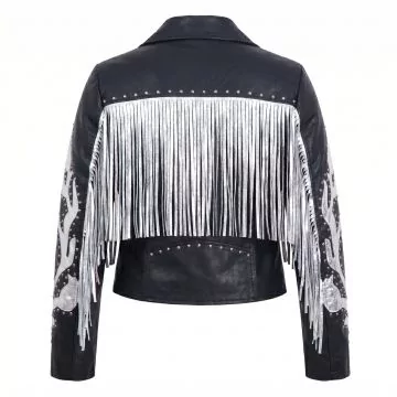 Veste courte en cuir Harley Quinn Birds of Prey pour femme, vue de dos