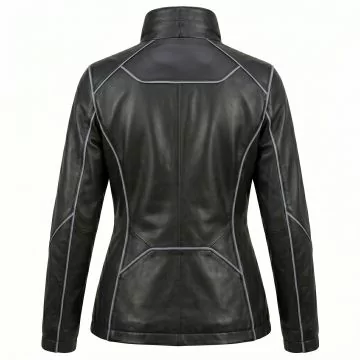 Hunger Games Katniss Black Leather Jacket back view