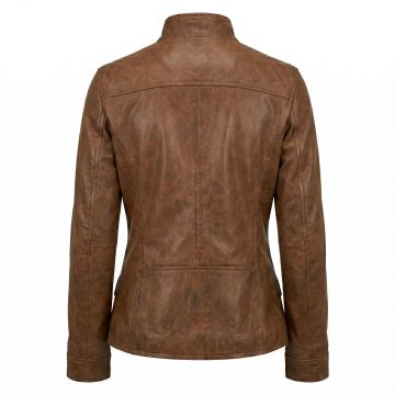 Hunger Games Katniss Brown Leather Jacket back view