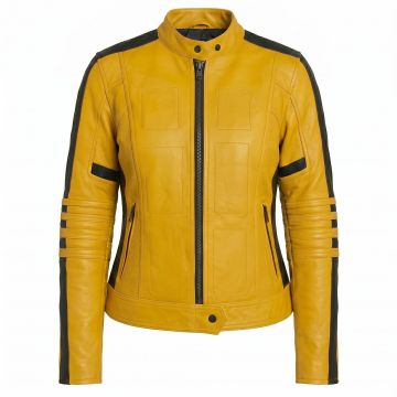 Kill Bill Yellow and Black Motorcycle Leather Jacket