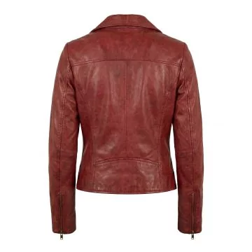 La La Land Mia Maroon Leather Jacket back view